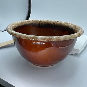 Vintage Hull Brown Drip Pottery drip glaze bowl medium mixing size